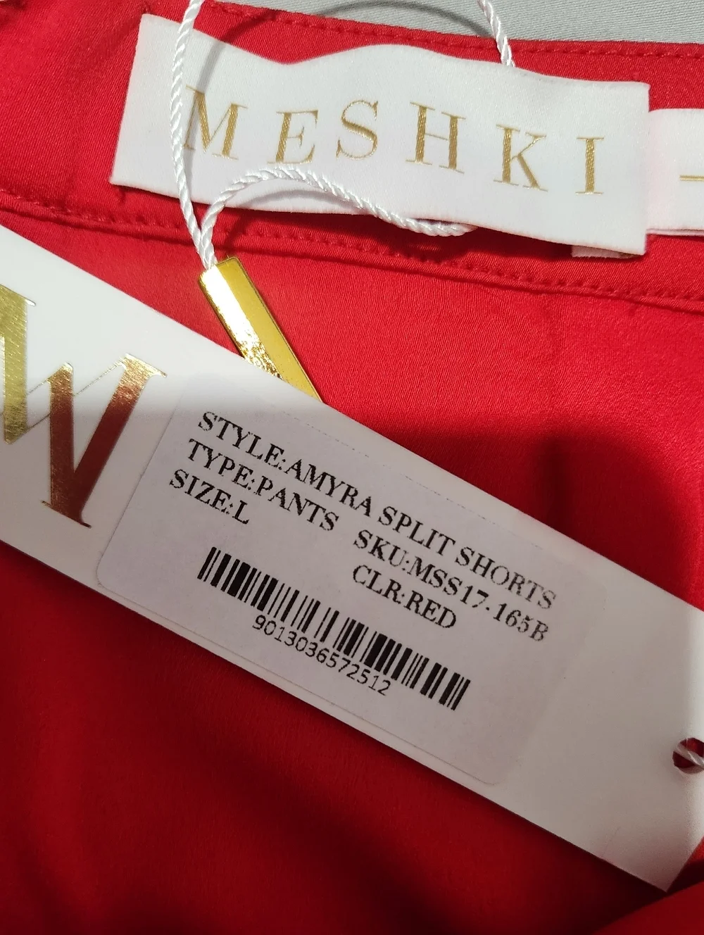 New Meshki Amyra Split Shorts Red Sz Large